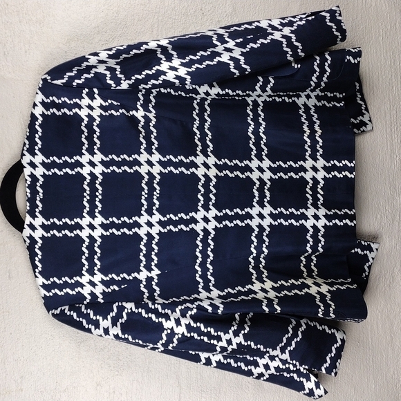 Pendleton Navy Blue 100% Silk Collarless  Elbow Length Sleeve Open Front Blazer - Picture 8 of 13